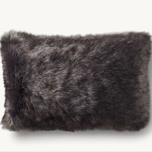 RH Faux Fur Pillow Cover - Lumbar - Black